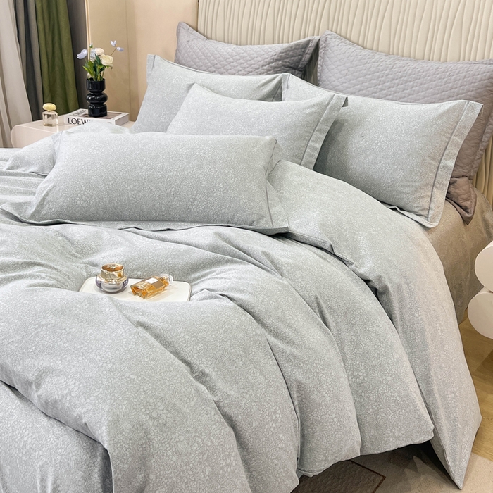 91家纺网 家纺一手货源 找家纺 凌鼎 2025新款100%全棉磨毛四件套数码印花加厚纯棉磨毛四件套 悦枝灰