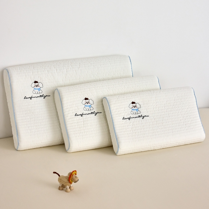 91家纺网 家纺一手货源 找家纺 （总）昕科 2025新款全棉水洗棉亲子乳胶枕-小白布丁狗