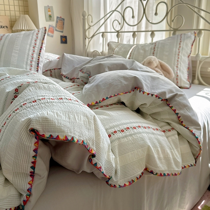 91家纺网 家纺一手货源 找家纺 （总）田野 2025新款全棉水洗棉提花四件套