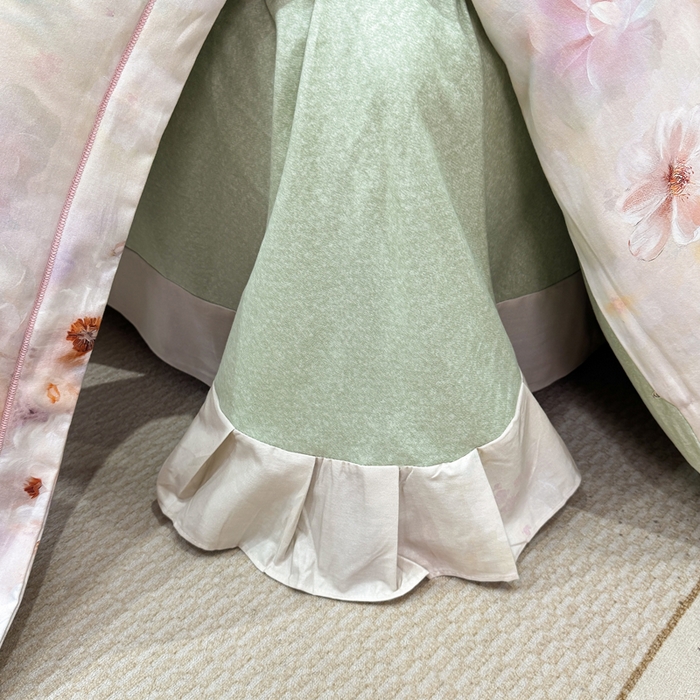 91家纺网 家纺一手货源 找家纺 凌鼎 2025新款100%全棉磨毛四件套数码印花加厚纯棉磨毛四件套 颜玉绿