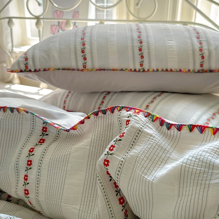 91家纺网 家纺一手货源 找家纺 田野 2025新款全棉水洗棉提花四件套 花田