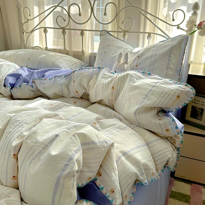 91家纺网 家纺一手货源 找家纺 田野 2025新款全棉水洗棉提花四件套 小象