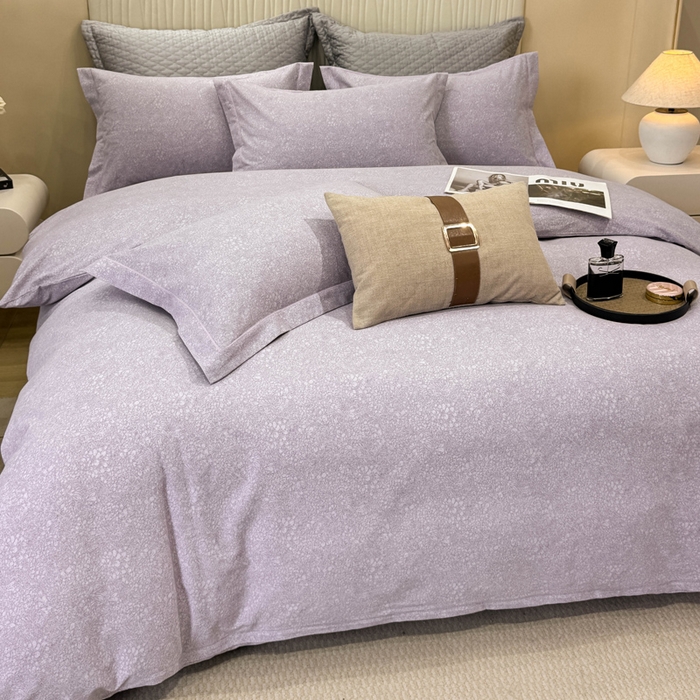 91家纺网 家纺一手货源 找家纺 凌鼎 2025新款100%全棉磨毛四件套数码印花加厚纯棉磨毛四件套 悦枝紫