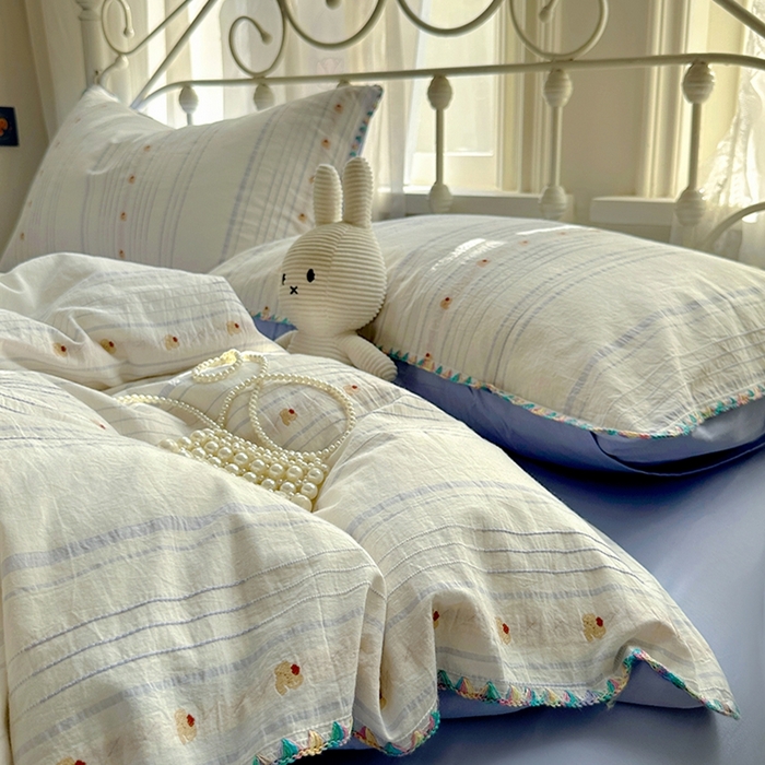 91家纺网 家纺一手货源 找家纺 田野 2025新款全棉水洗棉提花四件套 小象