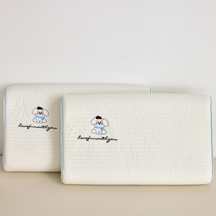 91家纺网 家纺一手货源 找家纺 （总）昕科 2025新款全棉水洗棉亲子乳胶枕-小白布丁狗