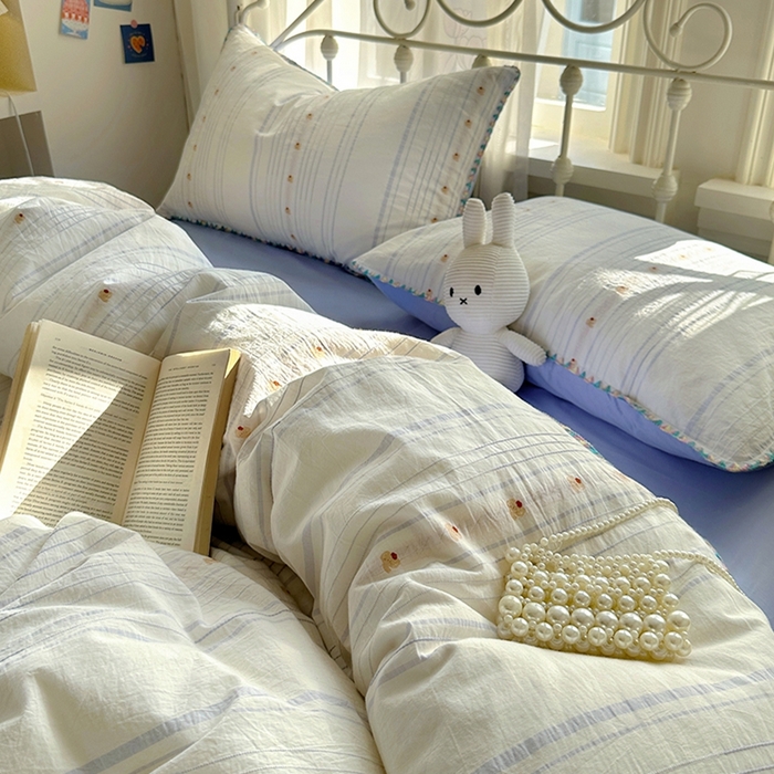 91家纺网 家纺一手货源 找家纺 田野 2025新款全棉水洗棉提花四件套 小象