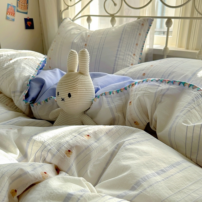 91家纺网 家纺一手货源 找家纺 田野 2025新款全棉水洗棉提花四件套 小象