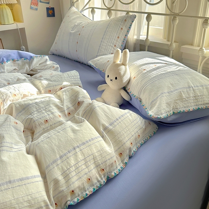 91家纺网 家纺一手货源 找家纺 田野 2025新款全棉水洗棉提花四件套 小象