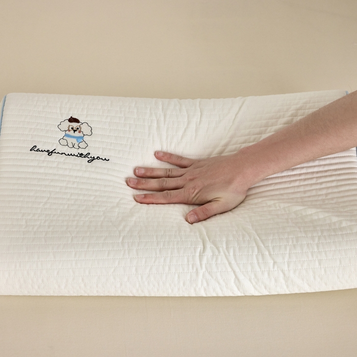 91家纺网 家纺一手货源 找家纺 （总）昕科 2025新款全棉水洗棉亲子乳胶枕-小白布丁狗