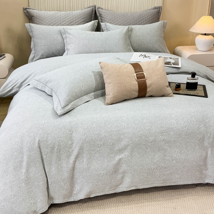 91家纺网 家纺一手货源 找家纺 凌鼎 2025新款100%全棉磨毛四件套数码印花加厚纯棉磨毛四件套 悦枝灰