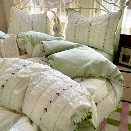 田野 2025新款全棉水洗棉提花四件套 蘑菇