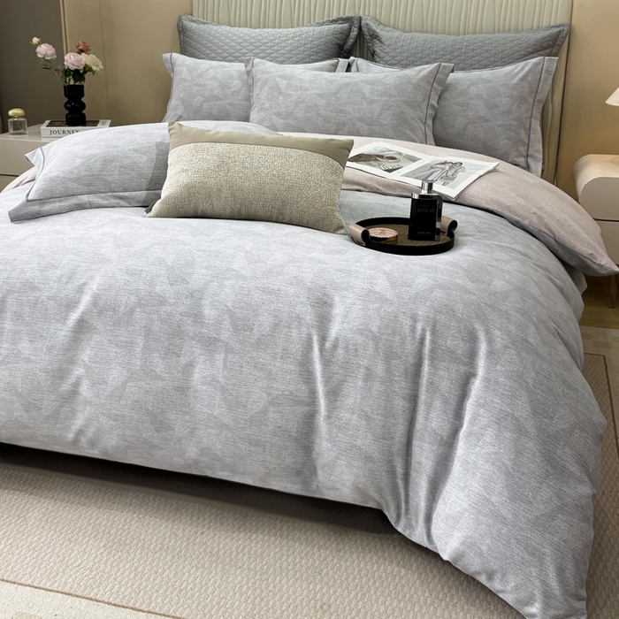 91家纺网 家纺一手货源 找家纺 凌鼎 2025新款100%全棉磨毛四件套数码印花加厚纯棉磨毛四件套 琥珀灰