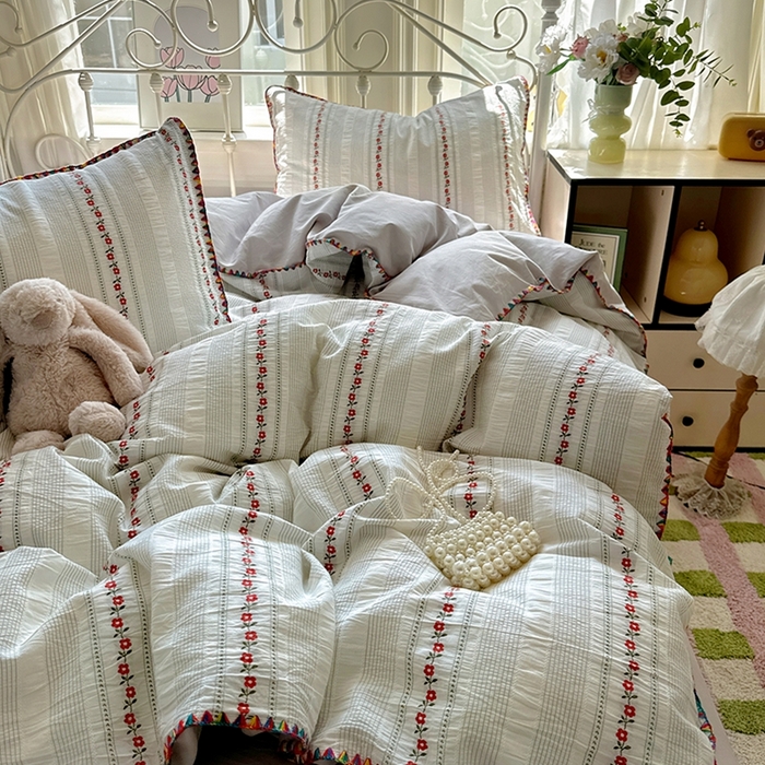 91家纺网 家纺一手货源 找家纺 （总）田野 2025新款全棉水洗棉提花四件套