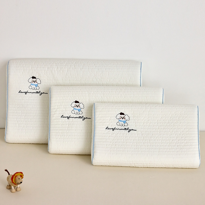 91家纺网 家纺一手货源 找家纺 （总）昕科 2025新款全棉水洗棉亲子乳胶枕-小白布丁狗