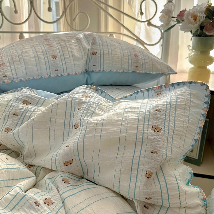 91家纺网 家纺一手货源 找家纺 田野 2025新款全棉水洗棉提花四件套 小雨点