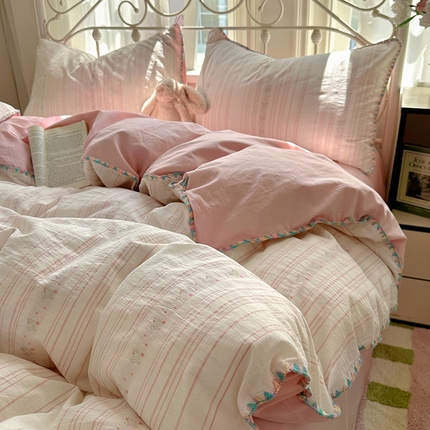 91家纺网 家纺一手货源 找家纺 （总）田野 2025新款全棉水洗棉提花四件套