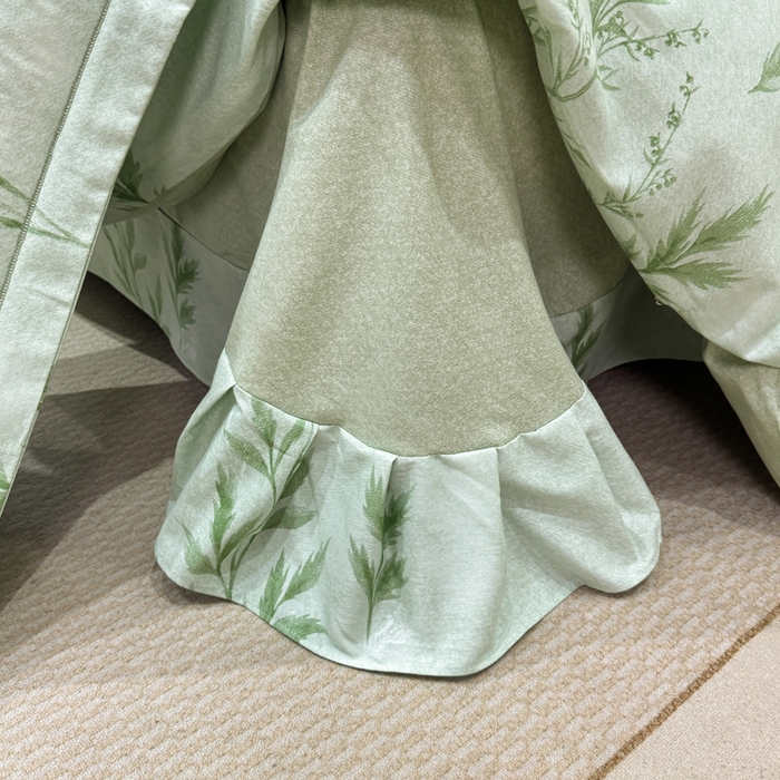 91家纺网 家纺一手货源 找家纺 凌鼎 2025新款100%全棉磨毛四件套数码印花加厚纯棉磨毛四件套 叶初开绿