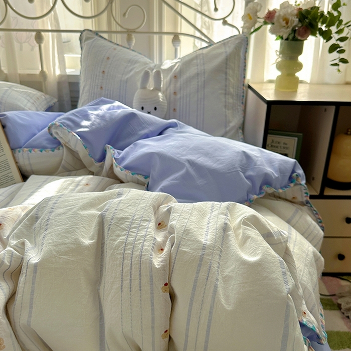 91家纺网 家纺一手货源 找家纺 田野 2025新款全棉水洗棉提花四件套 小象