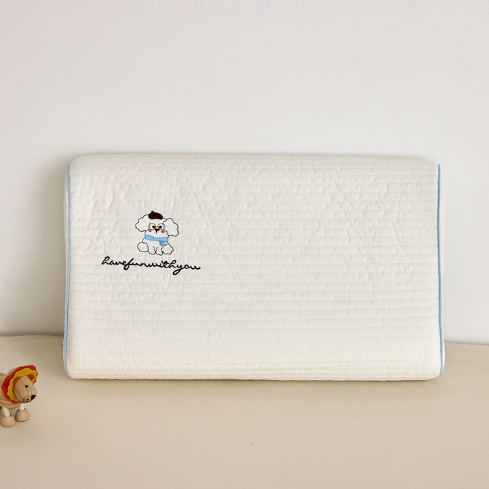 91家纺网 家纺一手货源 找家纺 （总）昕科 2025新款全棉水洗棉亲子乳胶枕-小白布丁狗