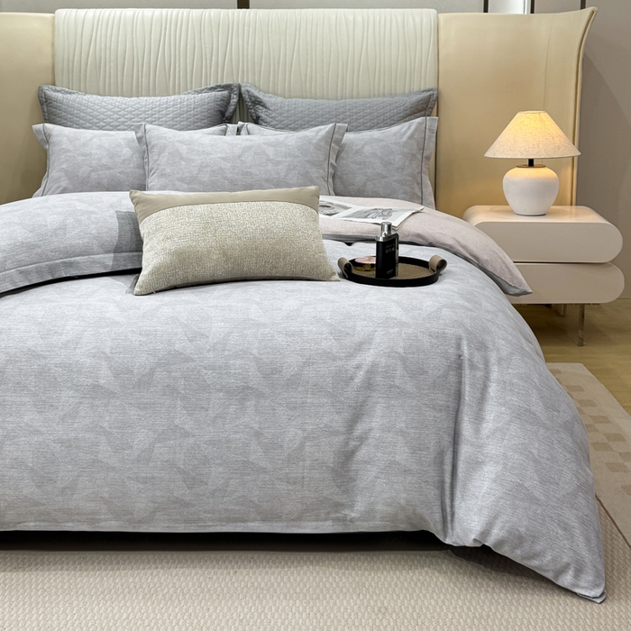 91家纺网 家纺一手货源 找家纺 凌鼎 2025新款100%全棉磨毛四件套数码印花加厚纯棉磨毛四件套 琥珀灰