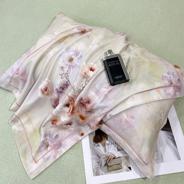 91家纺网 家纺一手货源 找家纺 凌鼎 2025新款100%全棉磨毛四件套数码印花加厚纯棉磨毛四件套 颜玉绿