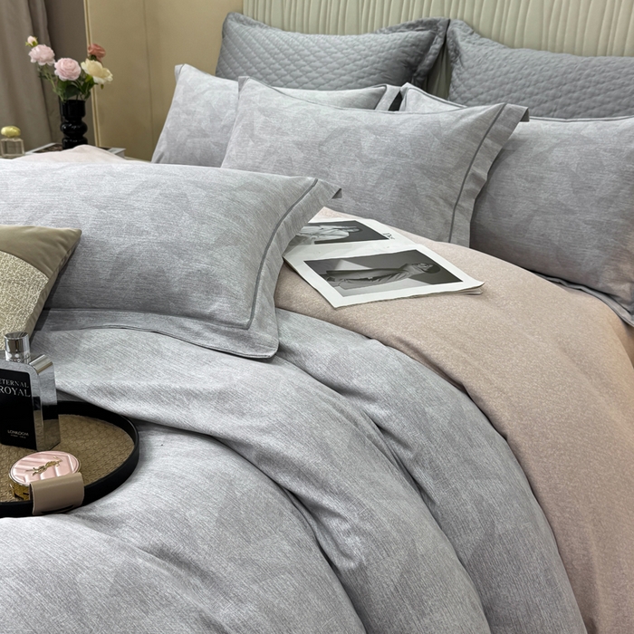 91家纺网 家纺一手货源 找家纺 凌鼎 2025新款100%全棉磨毛四件套数码印花加厚纯棉磨毛四件套 琥珀灰