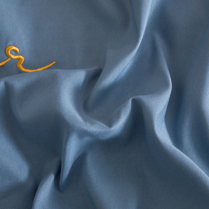 91家纺网 家纺一手货源 找家纺 七仙女家纺 2025新款水洗磨毛刺绣轻奢简约系列四件套 繁星兰+兰灰