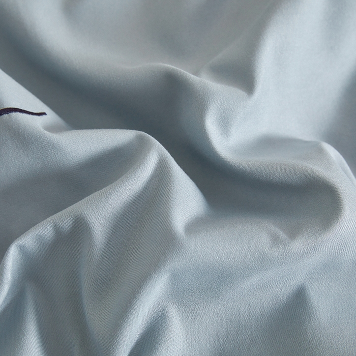 91家纺网 家纺一手货源 找家纺 七仙女家纺 2025新款水洗磨毛刺绣轻奢简约系列单被套单品被套被套单件 湖水蓝+兰灰