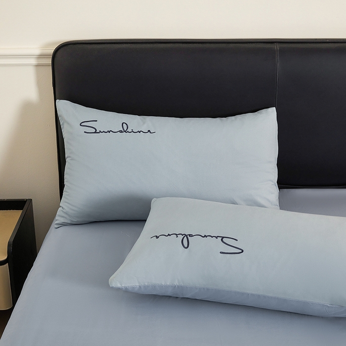 91家纺网 家纺一手货源 找家纺 七仙女家纺 2025新款水洗磨毛刺绣轻奢简约系列单被套单品被套被套单件 湖水蓝+兰灰