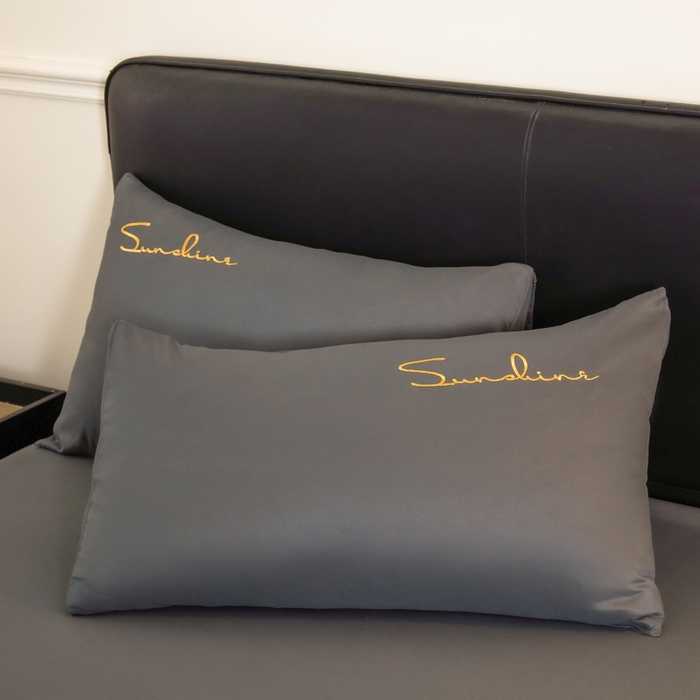 91家纺网 家纺一手货源 找家纺 七仙女家纺 2025新款水洗磨毛刺绣轻奢简约系列单被套单品被套被套单件 深灰