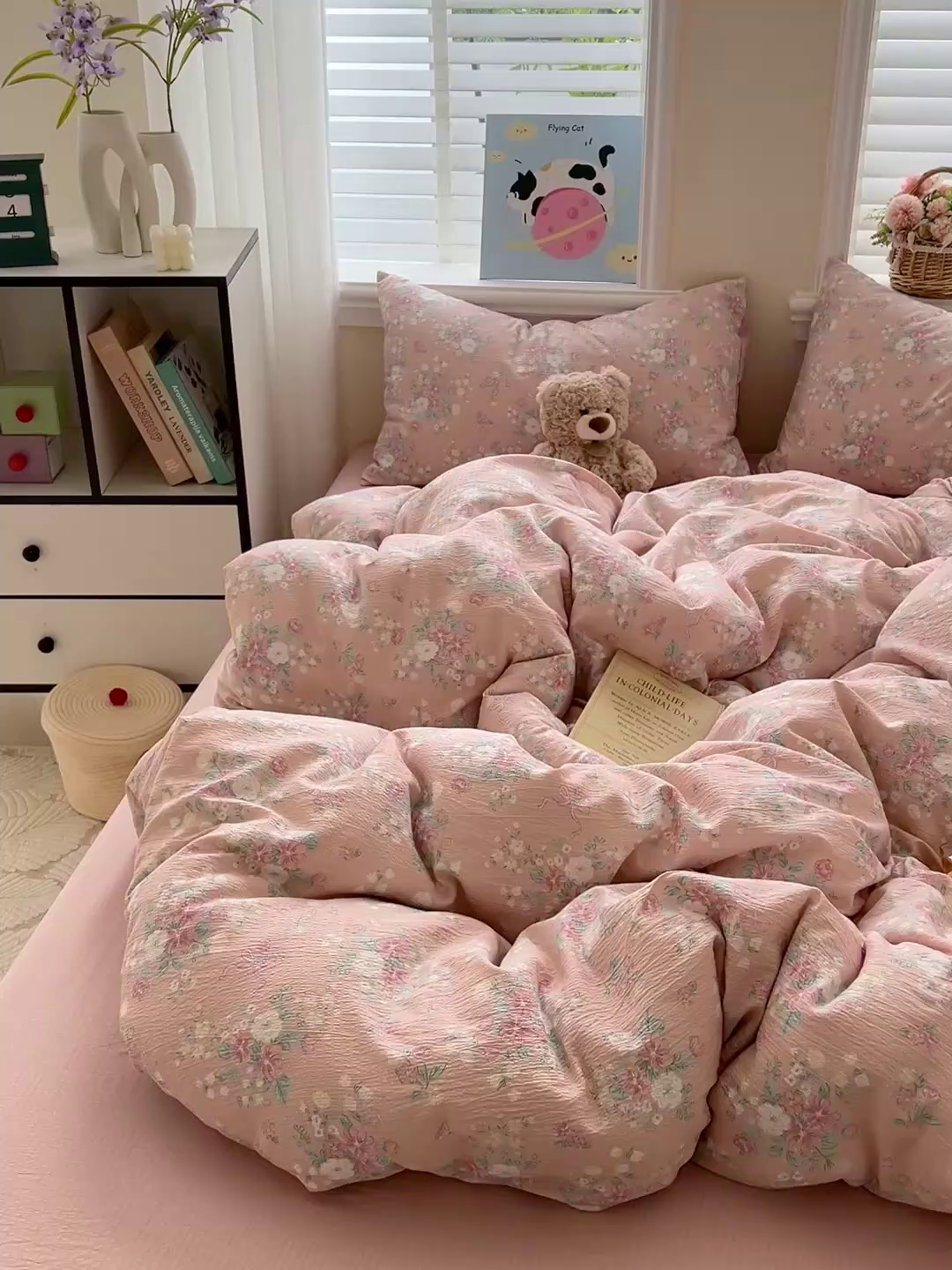 91家纺网 家纺一手货源 找家纺 仟网汇 2025新款云感皱皱纱简单款四件套 莫奈