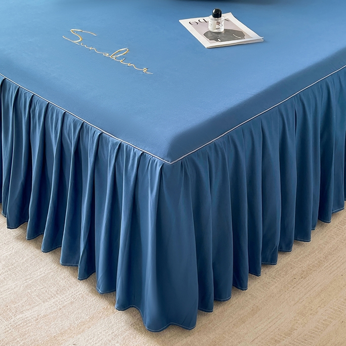 91家纺网 家纺一手货源 找家纺 （总）七仙女家纺 2025新款水洗磨毛刺绣轻奢简约系列单床裙单品床裙床裙单件