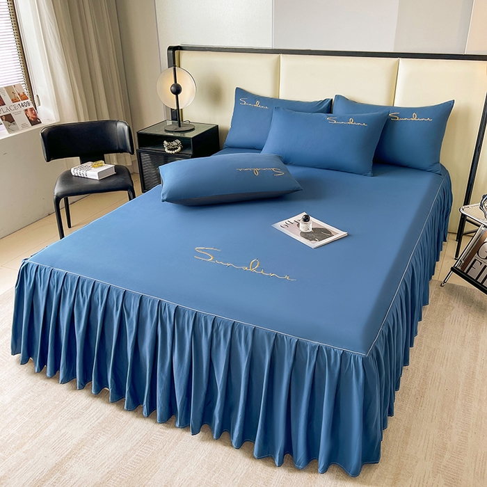 91家纺网 家纺一手货源 找家纺 （总）七仙女家纺 2025新款水洗磨毛刺绣轻奢简约系列单床裙单品床裙床裙单件