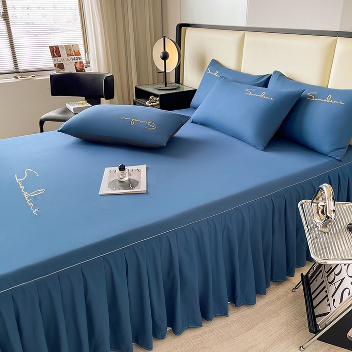 91家纺网 家纺一手货源 找家纺 （总）七仙女家纺 2025新款水洗磨毛刺绣轻奢简约系列单床裙单品床裙床裙单件