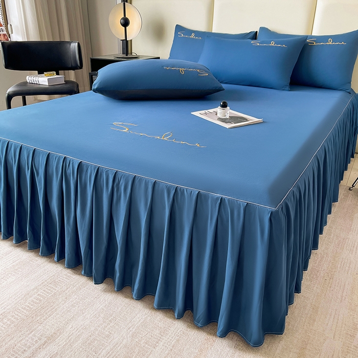 91家纺网 家纺一手货源 找家纺 （总）七仙女家纺 2025新款水洗磨毛刺绣轻奢简约系列单床裙单品床裙床裙单件