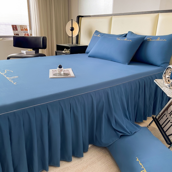 91家纺网 家纺一手货源 找家纺 （总）七仙女家纺 2025新款水洗磨毛刺绣轻奢简约系列单床裙单品床裙床裙单件