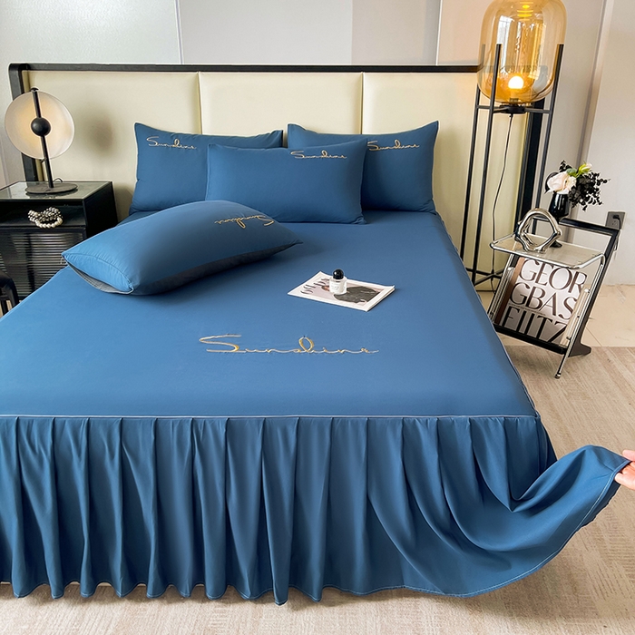 91家纺网 家纺一手货源 找家纺 （总）七仙女家纺 2025新款水洗磨毛刺绣轻奢简约系列单床裙单品床裙床裙单件