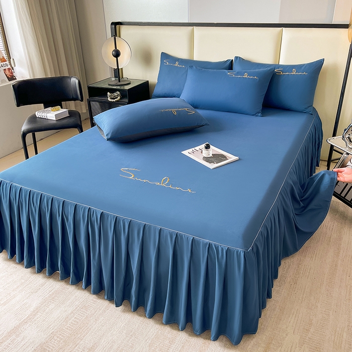 91家纺网 家纺一手货源 找家纺 （总）七仙女家纺 2025新款水洗磨毛刺绣轻奢简约系列单床裙单品床裙床裙单件