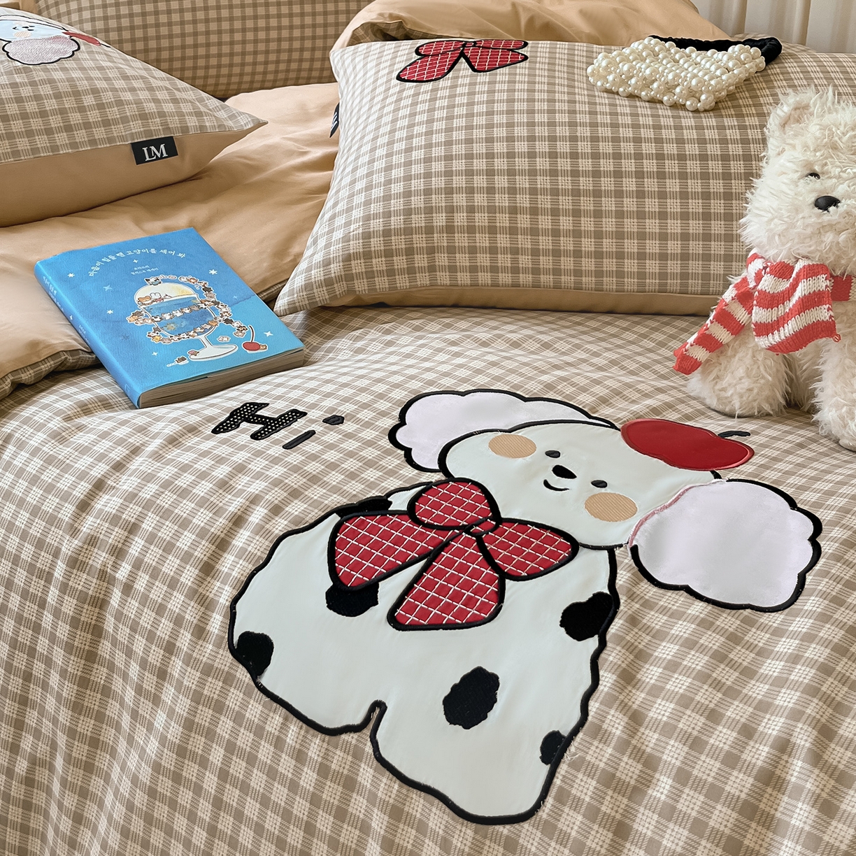 91家纺网 家纺一手货源 找家纺 乐美家纺 2025新款亲肤舒适全棉纯棉贴布绣卡通系列四件套 斑点狗