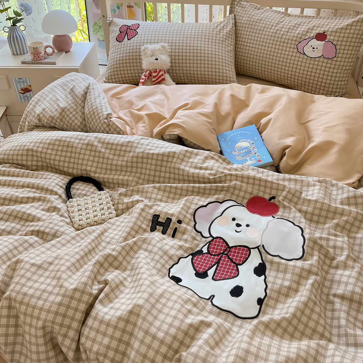 91家纺网 家纺一手货源 找家纺 乐美家纺 2025新款亲肤舒适全棉纯棉贴布绣卡通系列四件套 斑点狗