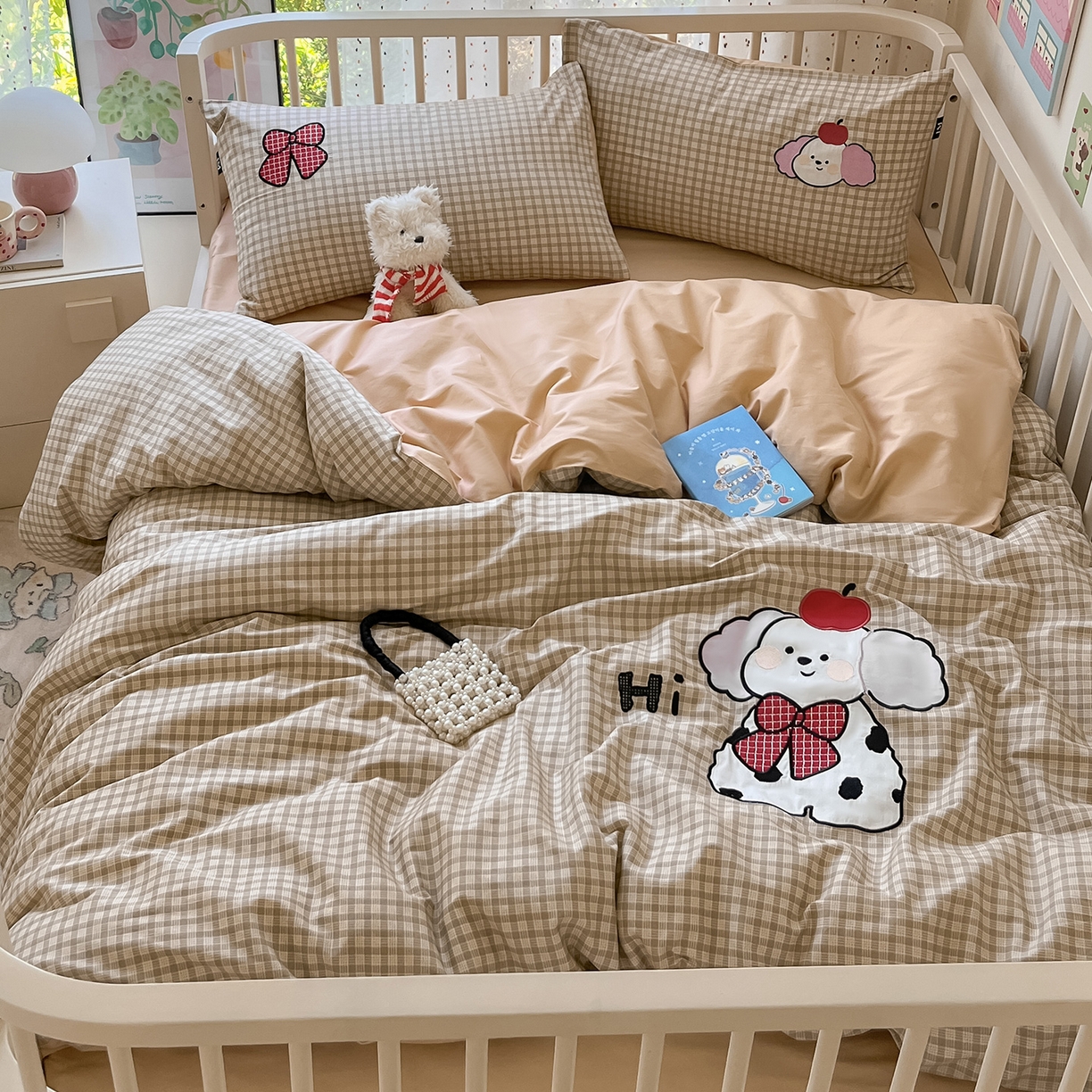 91家纺网 家纺一手货源 找家纺 乐美家纺 2025新款亲肤舒适全棉纯棉贴布绣卡通系列四件套 斑点狗