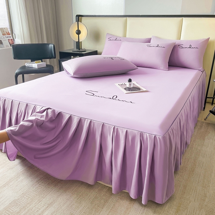 91家纺网 家纺一手货源 找家纺 （总）七仙女家纺 2025新款水洗磨毛刺绣轻奢简约系列单床裙单品床裙床裙单件