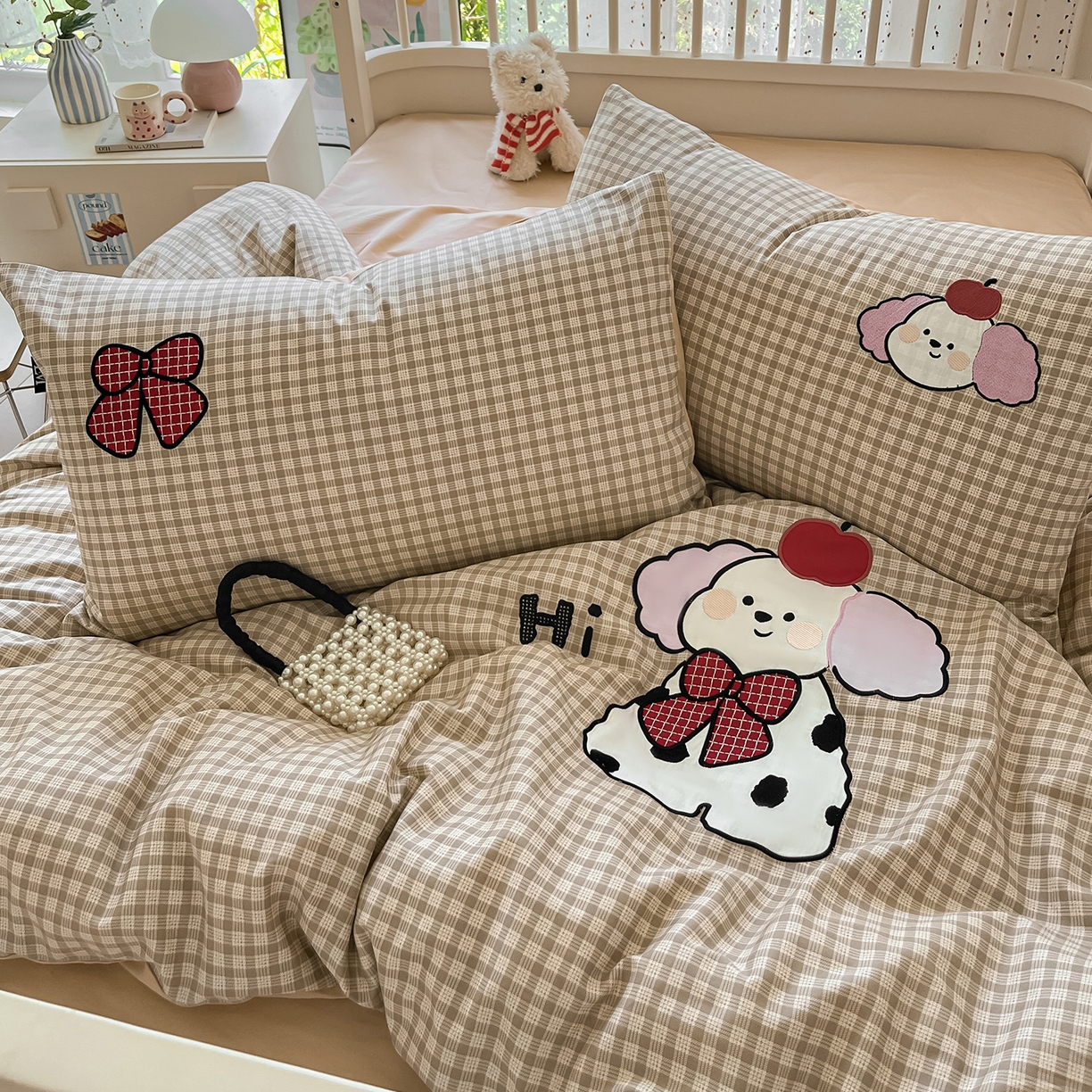 91家纺网 家纺一手货源 找家纺 乐美家纺 2025新款亲肤舒适全棉纯棉贴布绣卡通系列四件套 斑点狗