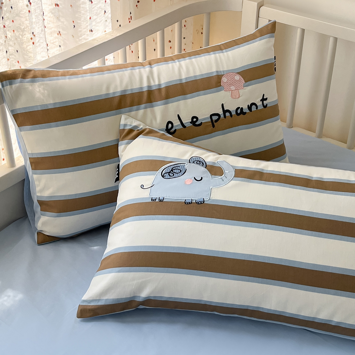 91家纺网 家纺一手货源 找家纺 乐美家纺 2025新款亲肤舒适全棉纯棉贴布绣卡通系列四件套 蘑菇小象