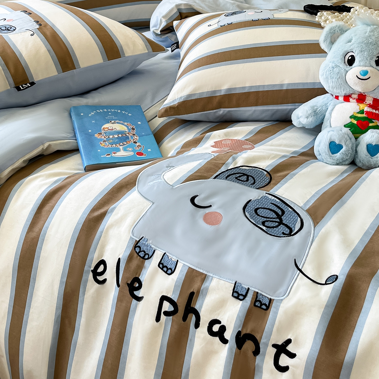 91家纺网 家纺一手货源 找家纺 乐美家纺 2025新款亲肤舒适全棉纯棉贴布绣卡通系列四件套 蘑菇小象