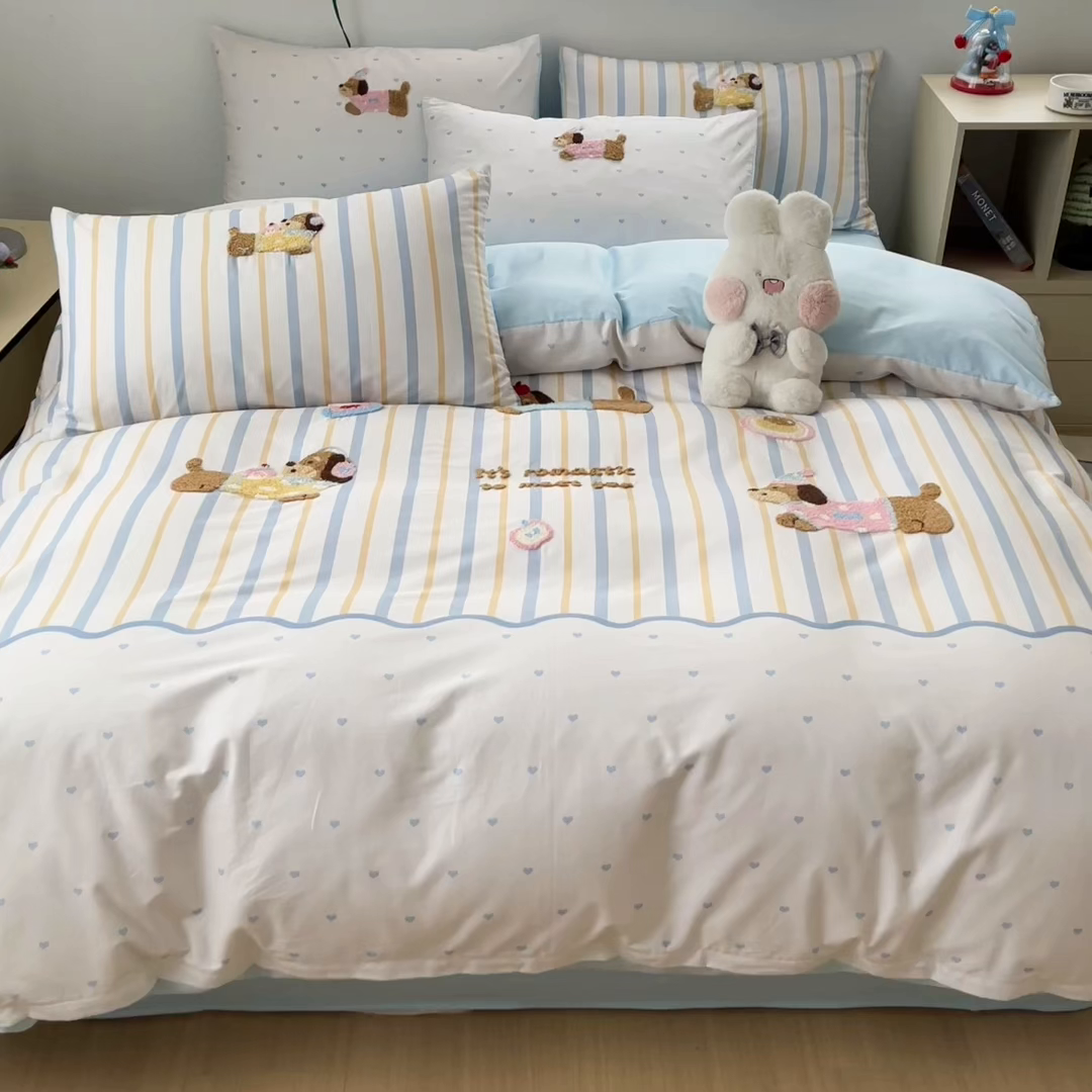 91家纺网 家纺一手货源 找家纺 （总）丽涵家纺 2025新款全棉纯棉数码印大版定位毛巾绣四件套