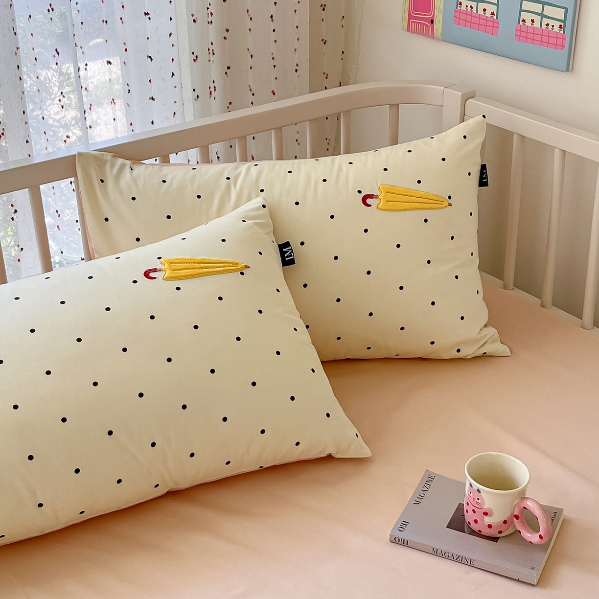 91家纺网 家纺一手货源 找家纺 乐美家纺 2025新款亲肤舒适全棉纯棉贴布绣卡通系列四件套 雨伞奶兔