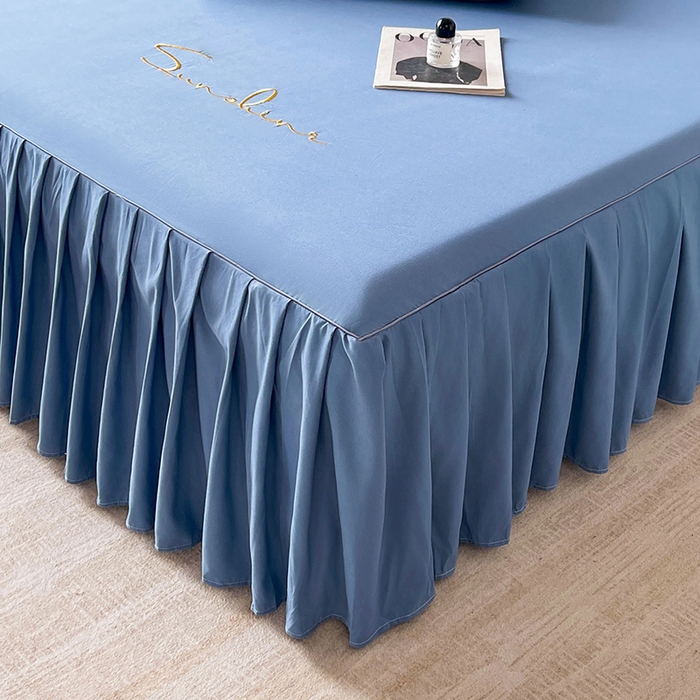 91家纺网 家纺一手货源 找家纺 七仙女家纺 2025新款水洗磨毛刺绣轻奢简约系列单床裙单品床裙床裙单件 繁星兰