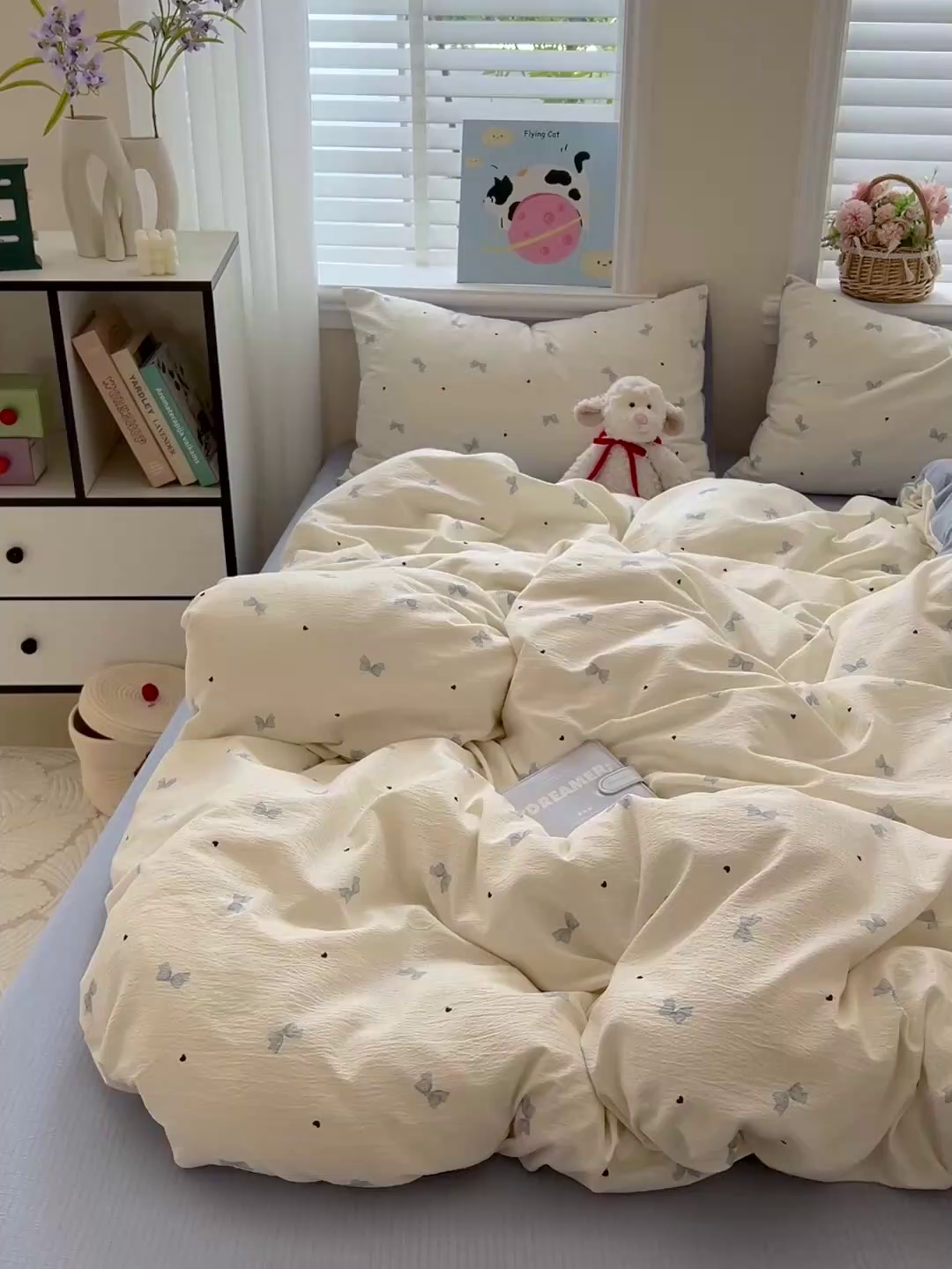 91家纺网 家纺一手货源 找家纺 仟网汇 2025新款云感皱皱纱简单款四件套 夏天