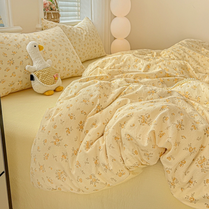 91家纺网 家纺一手货源 找家纺 仟网汇 2025新款云感皱皱纱简单款四件套 舒芙蕾 